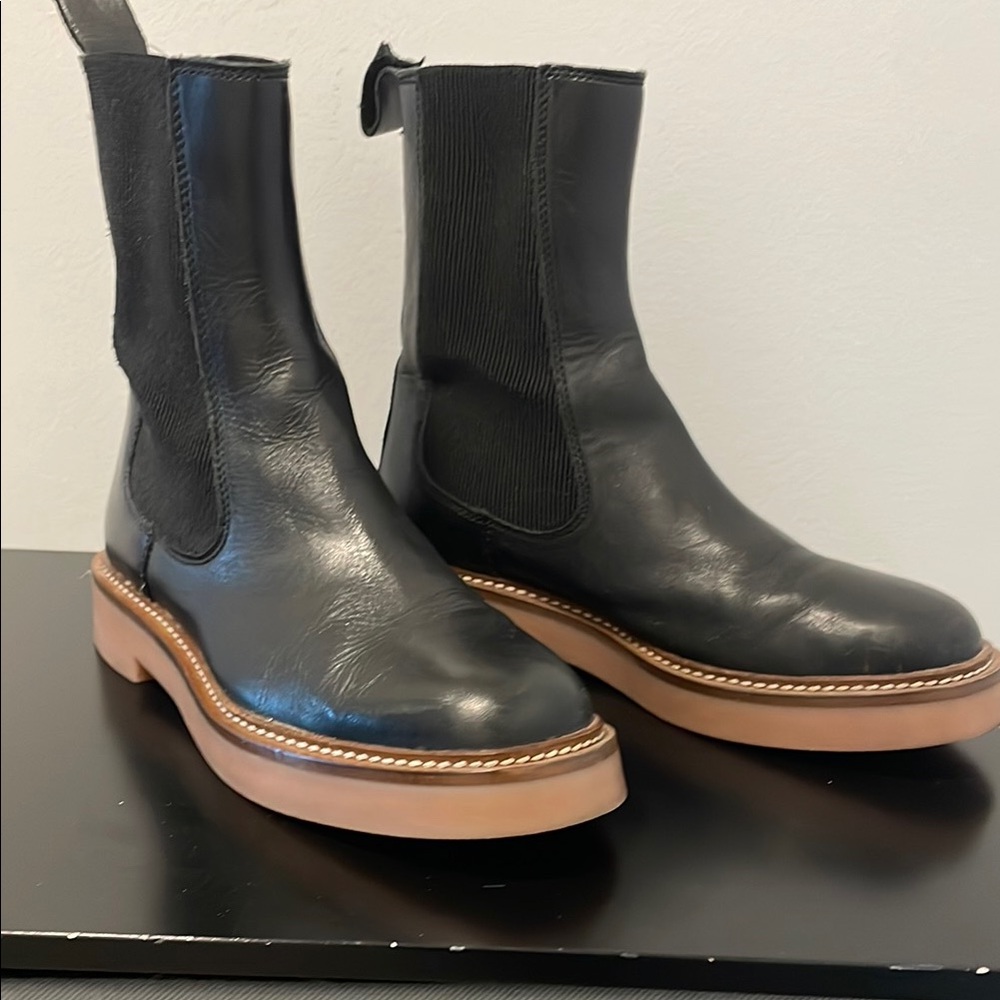 H&M Black Leather Chelsea Boots